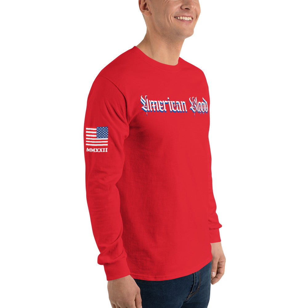 American Blood/True Born Sons of Liberty - Distress Flag - Men’s Long Sleeve Shirt