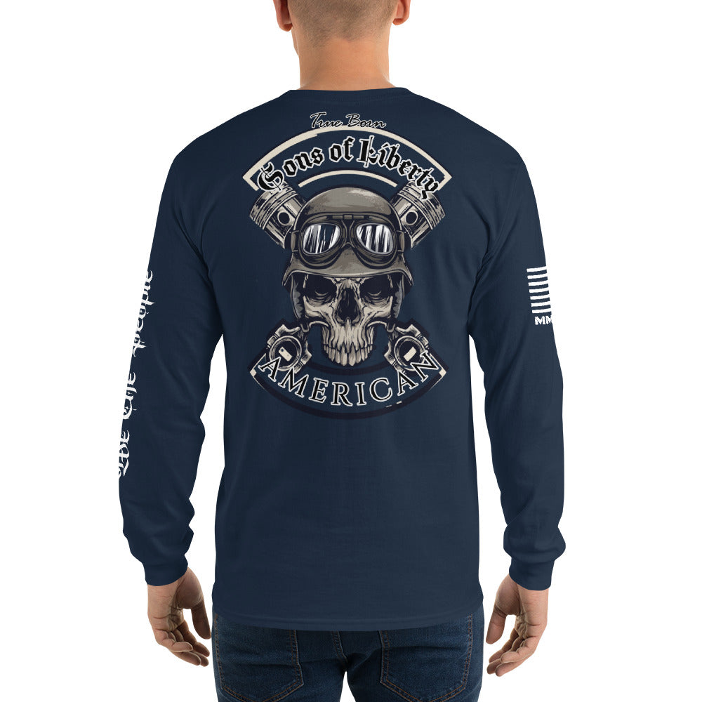 American Blood/True Born Sons of Liberty  - Skull Moto - Men’s Long Sleeve Shirt