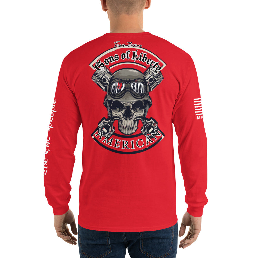 American Blood/True Born Sons of Liberty  - Skull Moto - Men’s Long Sleeve Shirt